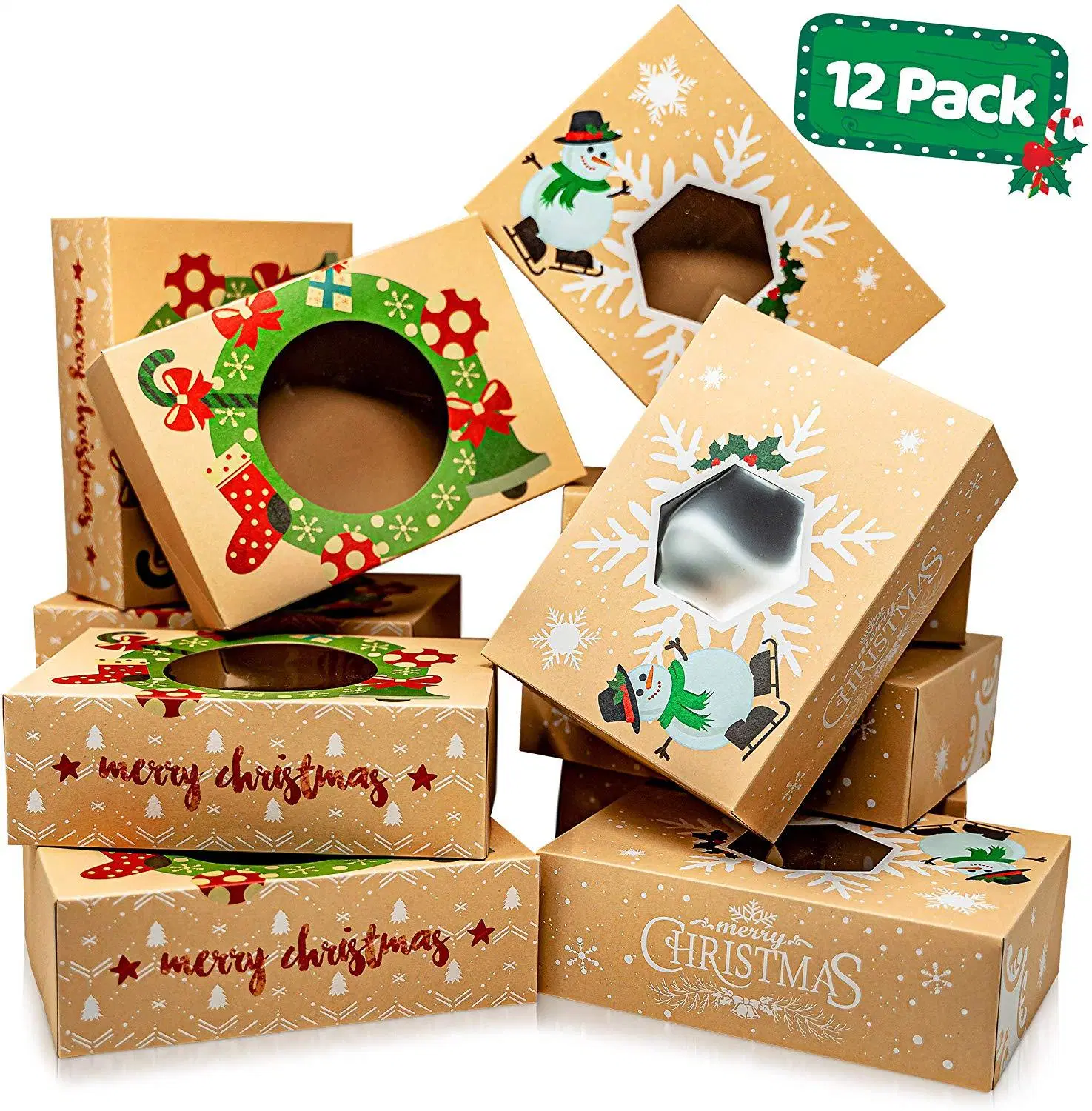 2024 novo design Embalagem criativa China Atacadales Gift Box Kraft Caixa de papel para a peça de presente de Natal favor a embalagem de decoração de Natal Caixas de oferta