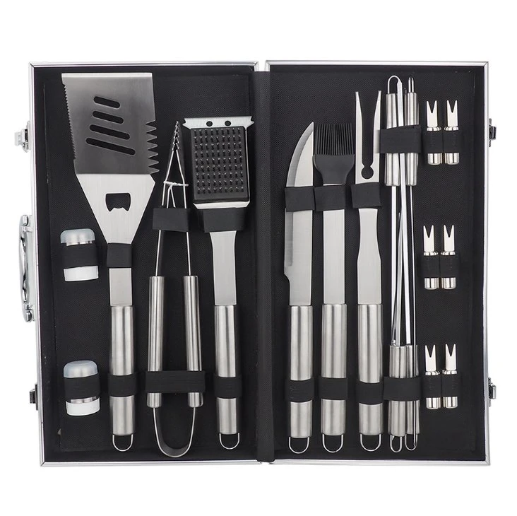 18 Pieces Stainless Steel BBQ Tools Set with Aluminum Case