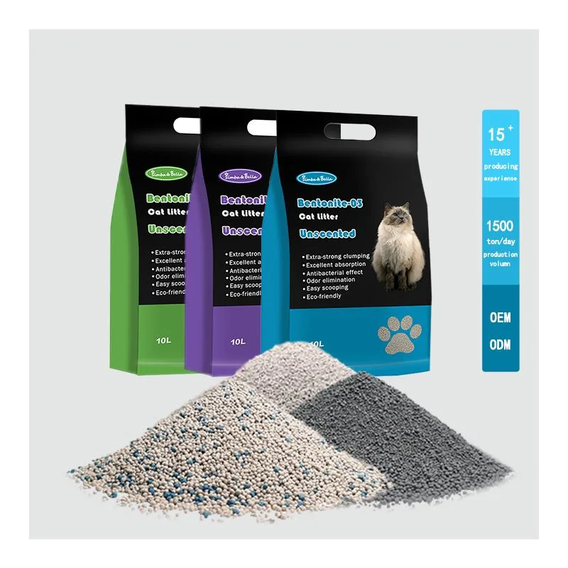 Sable pour chat en bentonite de sodium agglomérante en forme de boule de litière pour chat au charbon actif de gros 3,5 mm.