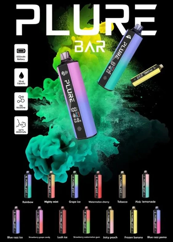 مقصف علاج Vape Plure Bar 8000 مع جسيجارة كهربائية أصلية يمكن التخلص منها