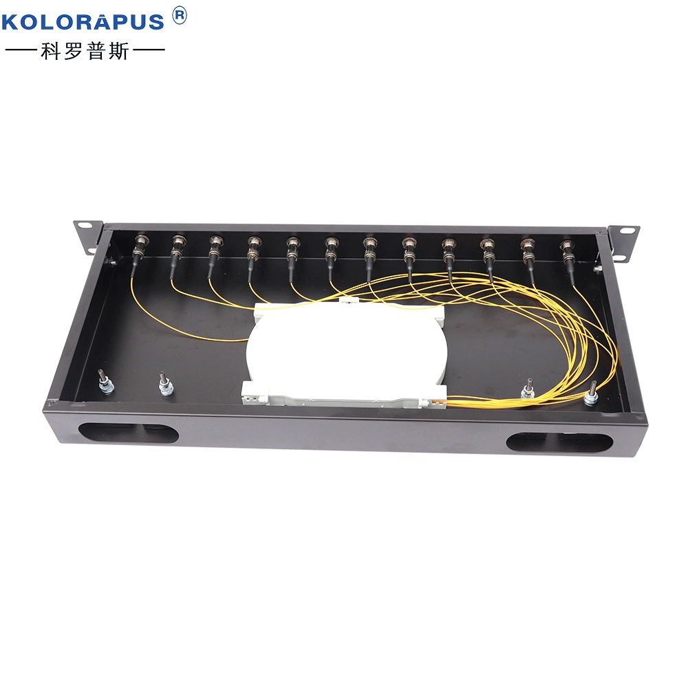 Bastidor de distribución de fibra óptica de 1U 12 puertos Kolorapus (caja de terminales) Tipo ST