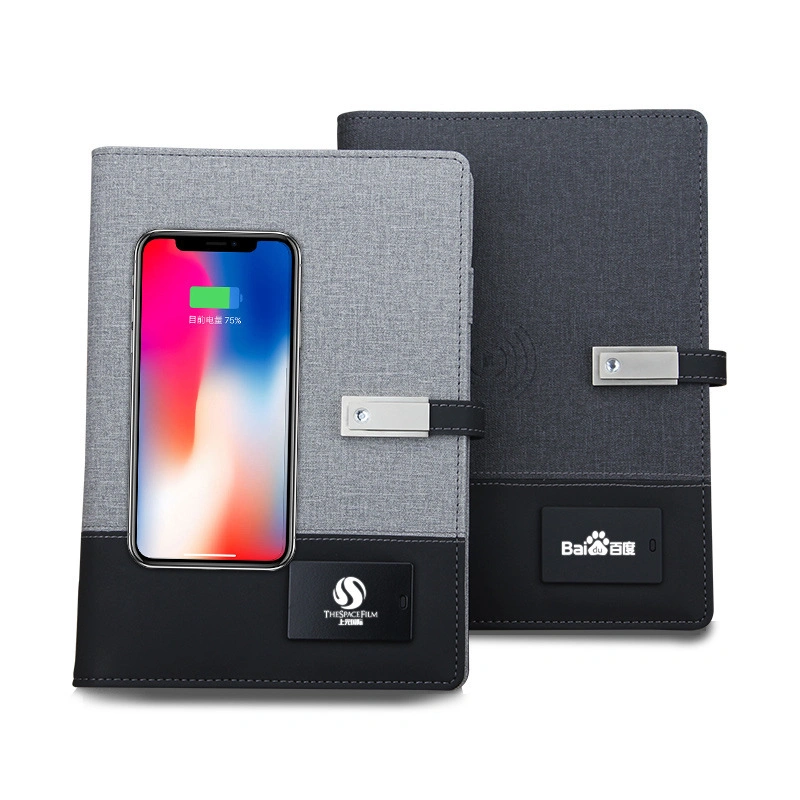 Branding Wireless Charging A5 Executive Power Bank Notebook with Charger