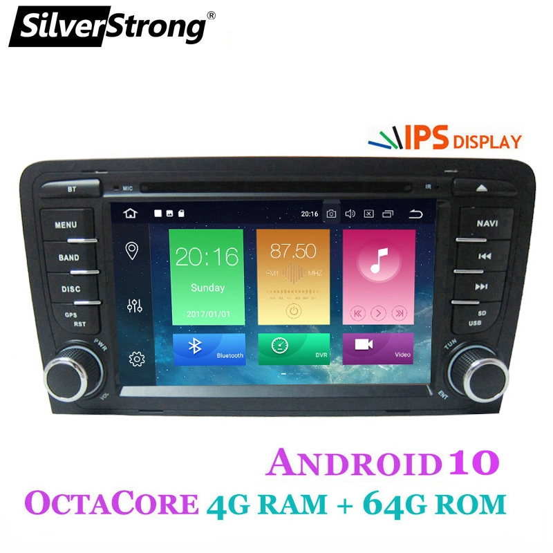 Silverstrong 8core Android10.0 4G 64G 2DIN Car DVD for Audi A4 A3 RS3 RS4 2002-2007 Car Multimedia for Audi 2DIN WiFi