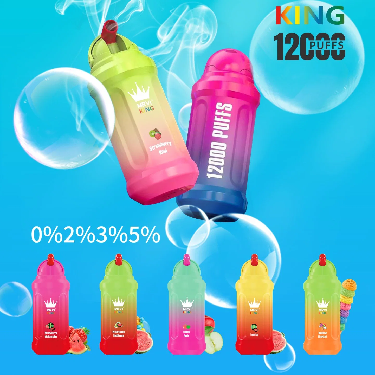 New Mrvi King 12000 Puffs with 23ml E-Liquid & Type-C Rechargeable Fancy Flashing Disposable Ecig Randm Tornado 10000 Puffs