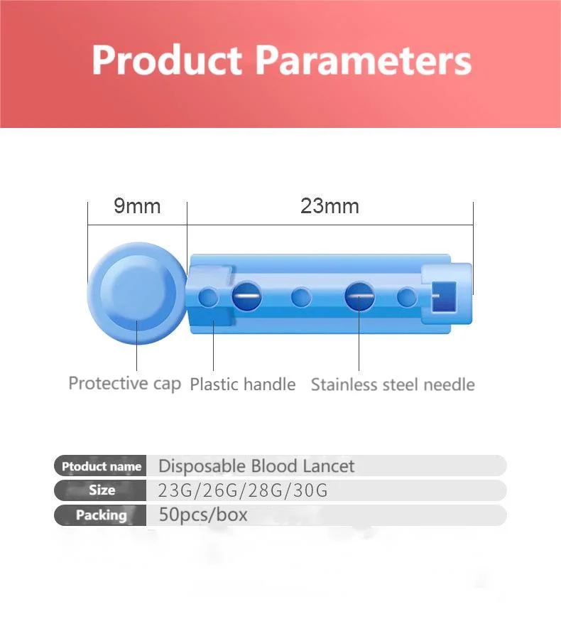 Consumíveis de laboratório médico descartáveis plástico estéril Blood Lancet Needle