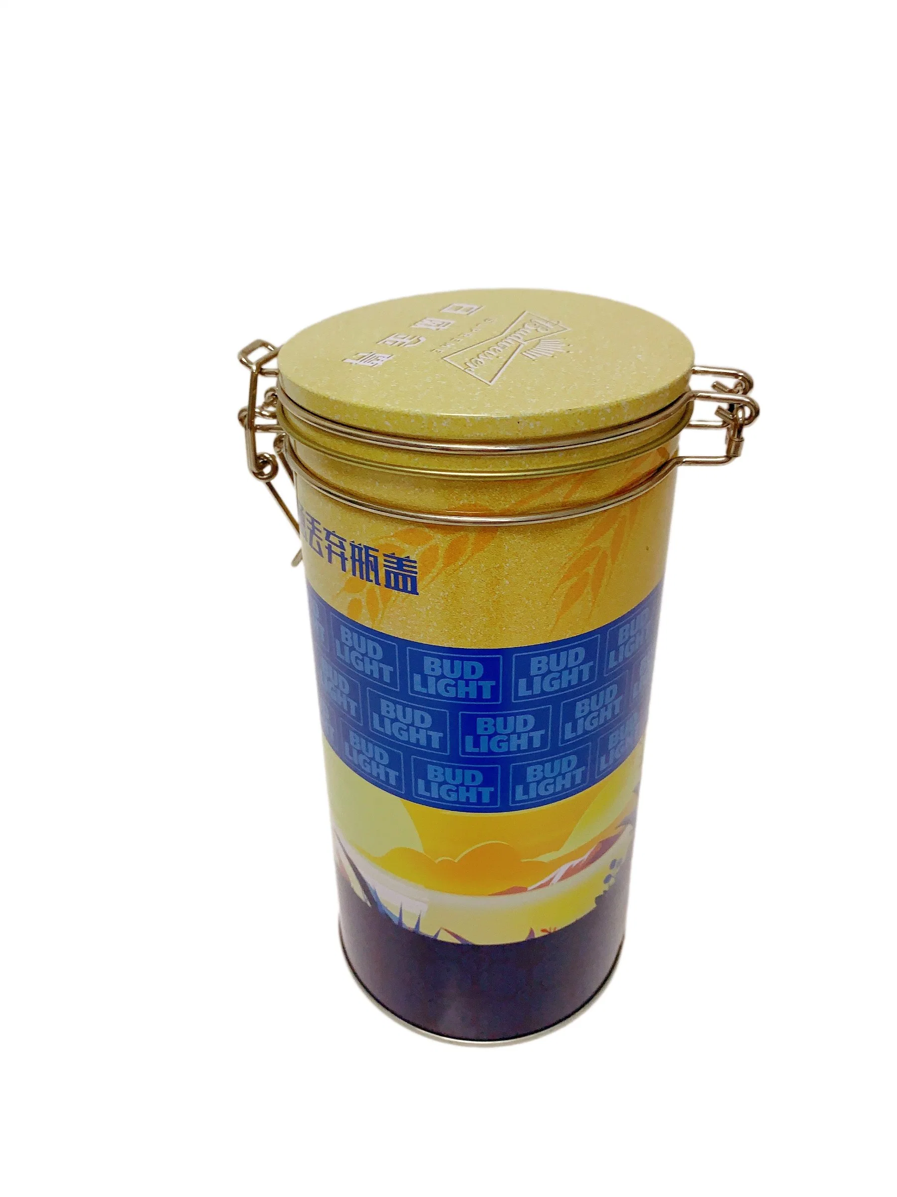 Redondo Metal Tin Tin Tea Canister Alimentos envase té Lata de estaño con tapa hermética almacenamiento de café envase de regalo Tin Caja