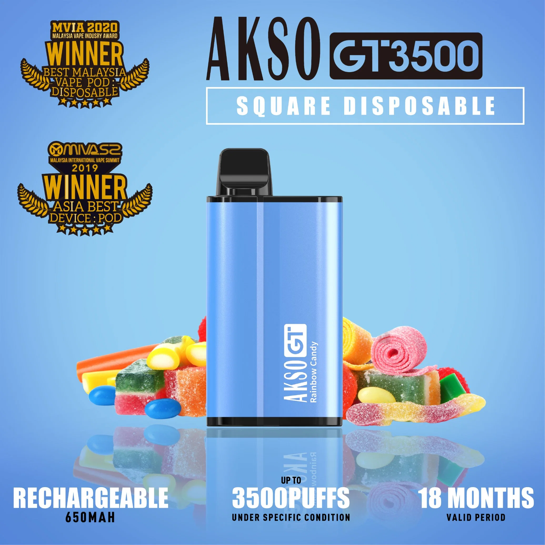 2021 Hot Selling Original Akso Vape Gt 3500 Puffs Disposable/Chargeable Vaporizer Vapes