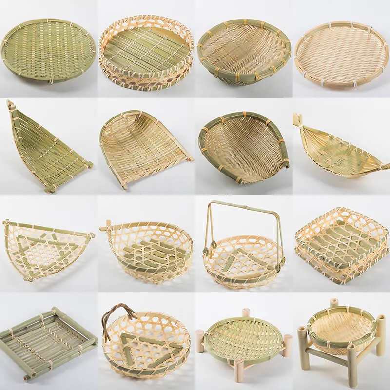 Woven Round Simple Wooden Rattan Serving Trays Tray Bamboo with Handles Cheap Wholesale/Supplier