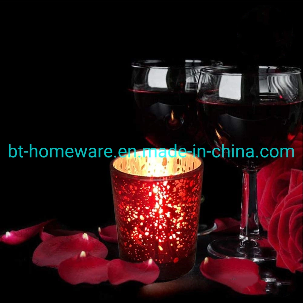 Wholesale 95ml 3 Oz Electroplated Spotted Red Mercury Small Glass Wishing Candle Holder Jar Cup for Weddings Parties and Home Decorations