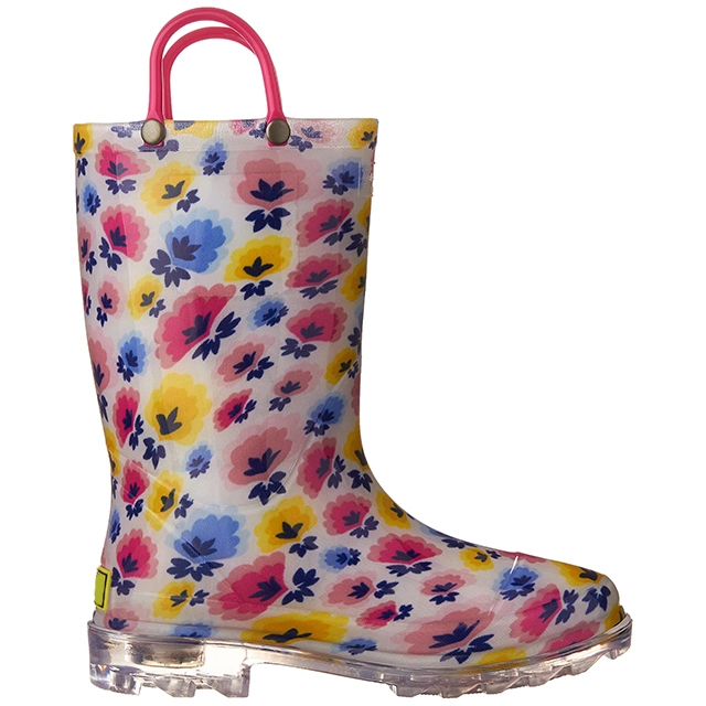 Fashion Children Cute Design Waterproof PVC Rain Boots for Kids with Easy Carry Handle