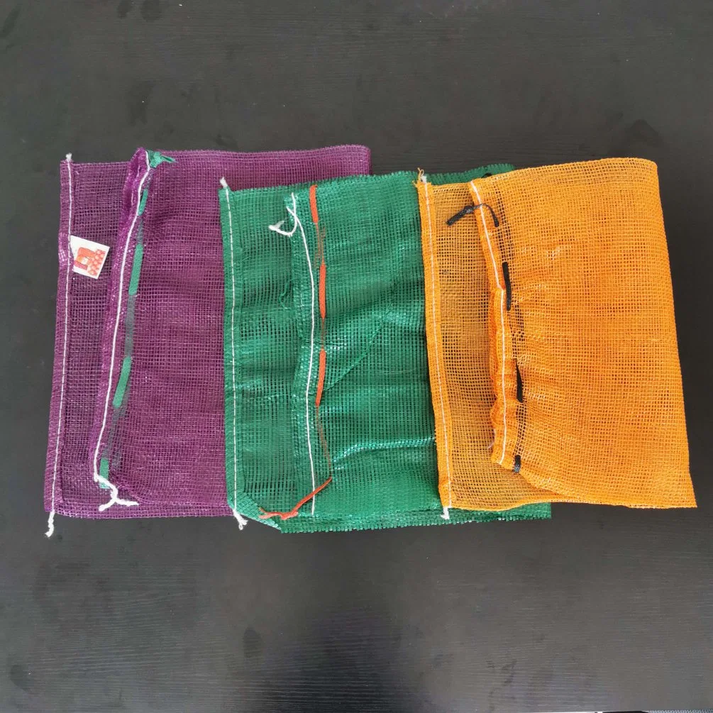 Yellow Red L-Sewing Leno PE/PP Net Mesh Bags for Firewood