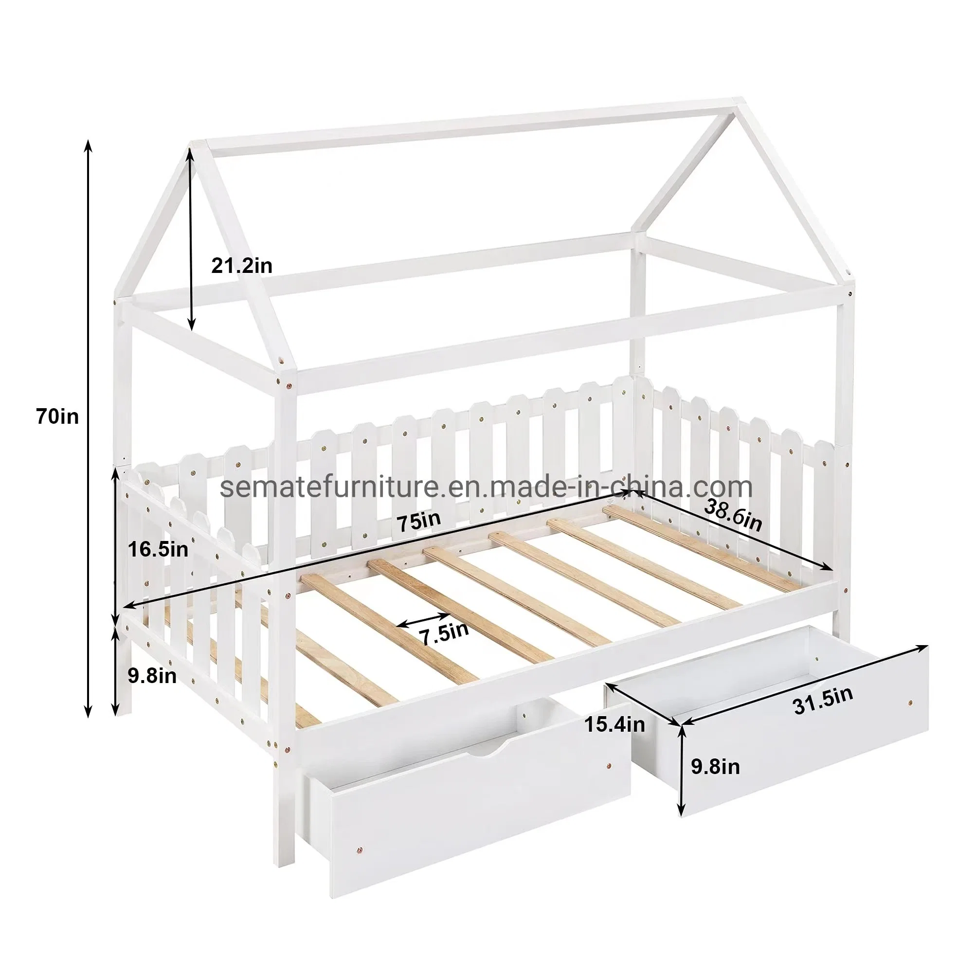 Factory Wholesale/Supplier Modern Kids Furniture Twin Size Wooden Kids Floor Bed House Bed Frame