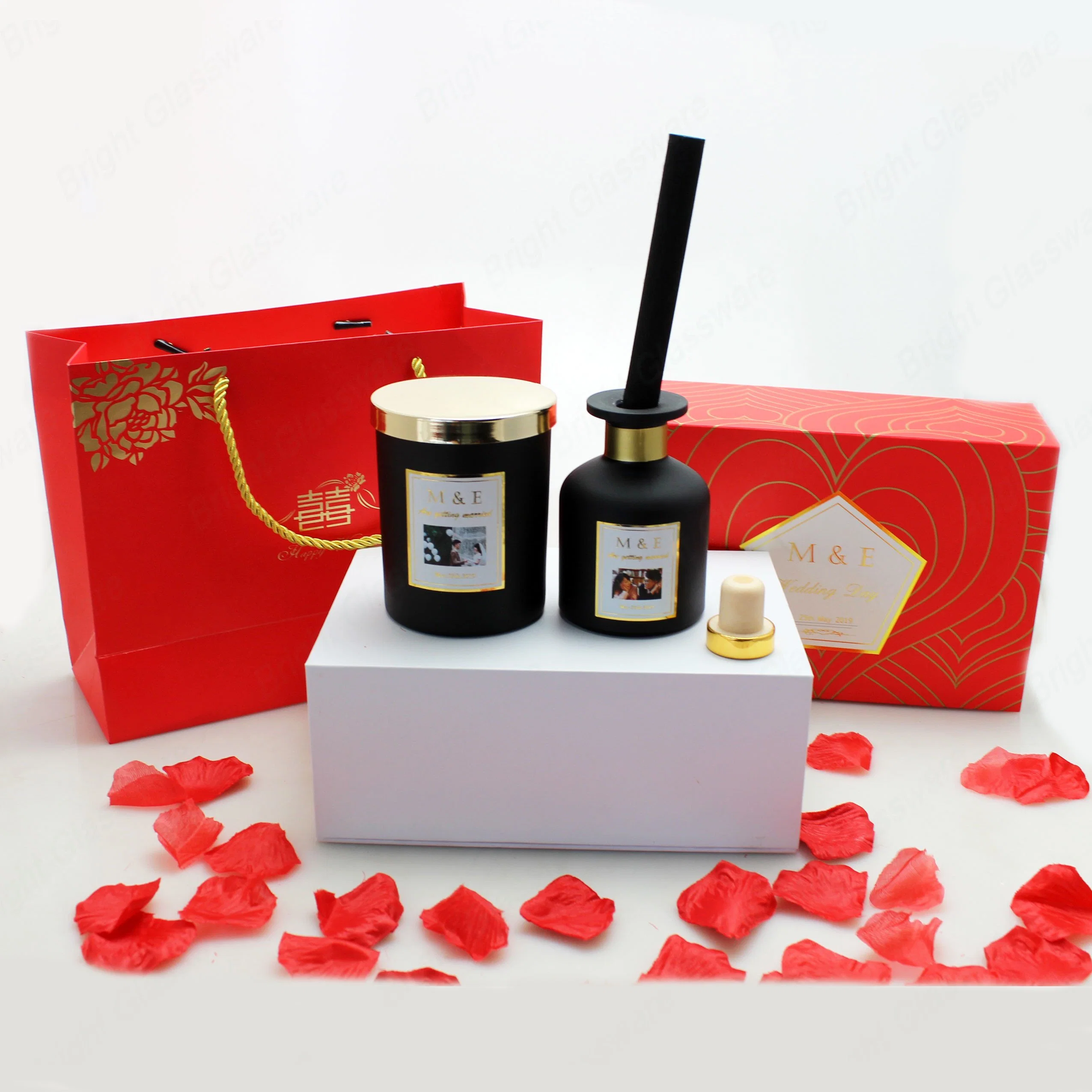 Luxury-7oz-100ml-Mattle-Black-Diffuser-Candle Set for Weeding Gift