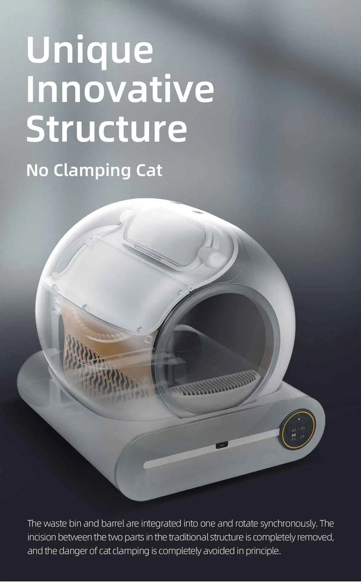 Self-Cleaning Cat Litter Box-Yellow, Advanced Safety System Automatic Cat Litter Box