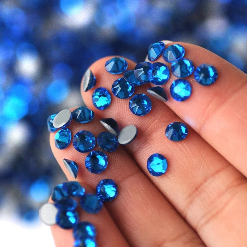 2088hf All Sizes Capri Blue Strass Hot Fix Glass Stones Flatback Hotfix Rhinestones Crystals for Dress Decoration