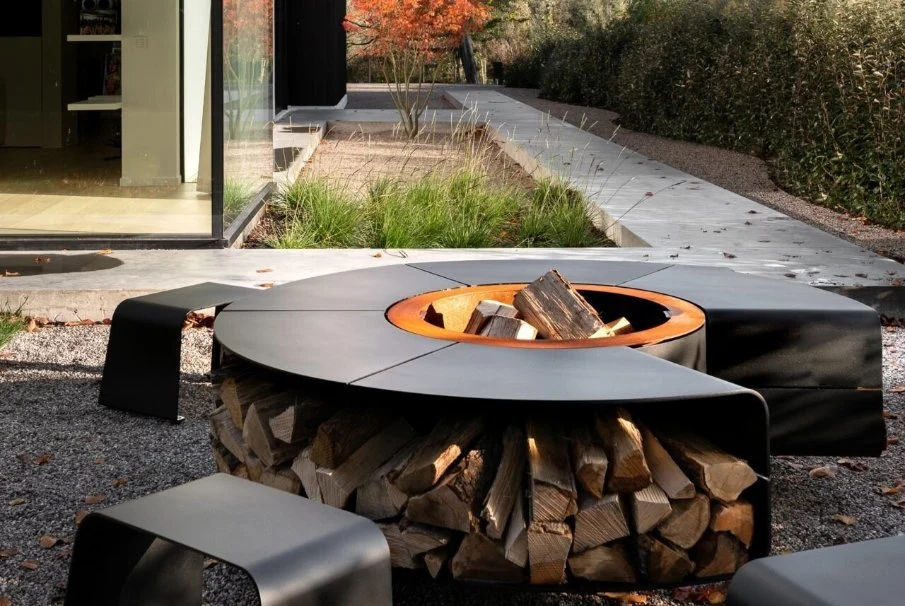 Round Outdoor Heating Fire Pit/Corten Steel Garden Decorative Brazier