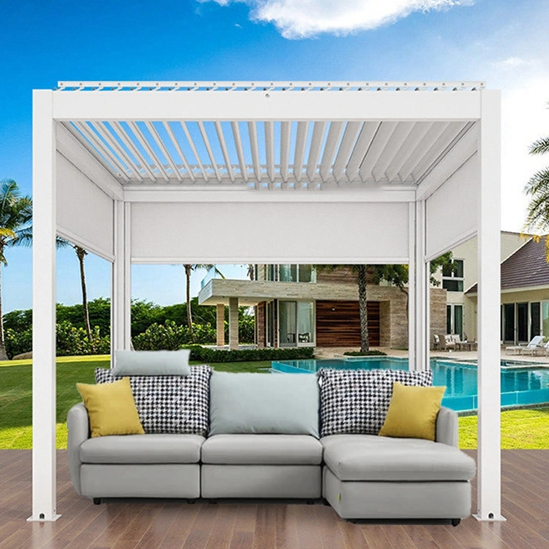 Personnalisé automatique motorisé électrique extérieure étanche de toit escamotable coulissant en aluminium Pergola bioclimatique Système d'ébarbage