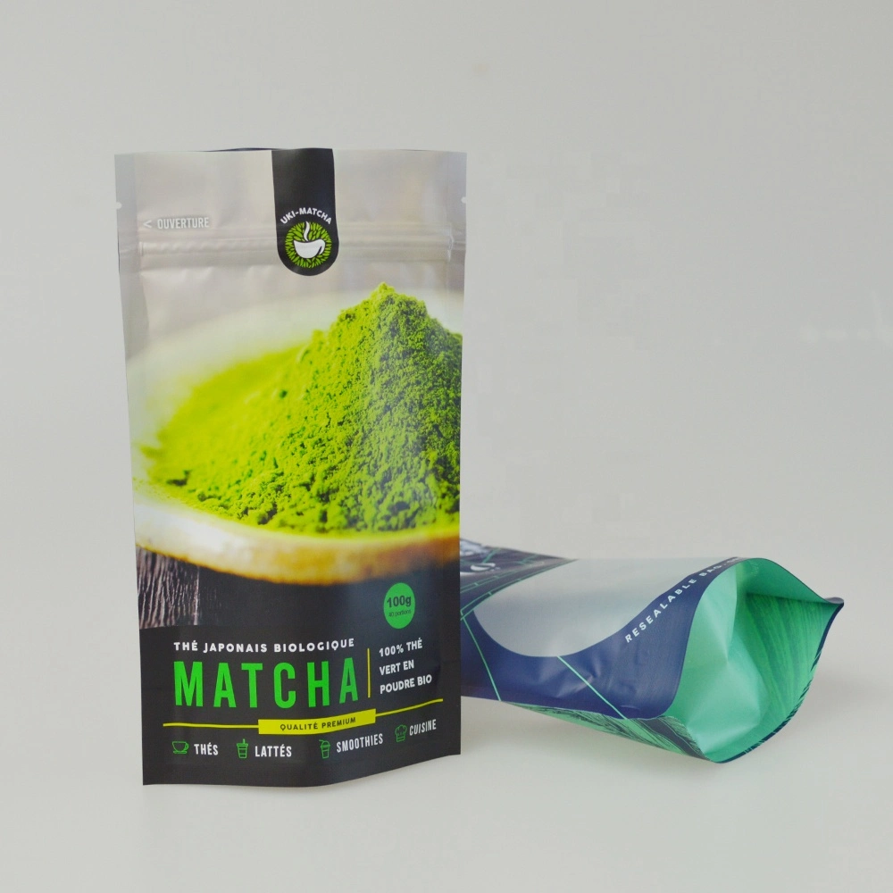 White Matte Stand up Pouch Resealable Zip Laminated Plastics Tea Bags with Clear Window for Seed Packaging Bag