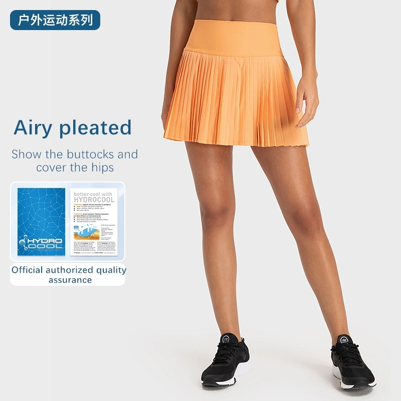 Xsunwing Mini 2 in 1 Summer Women's Sports Yoga Slim High Waist Anti Slip Pleated Skirt Half Skirt Tennis Golf Skirt with Pocket