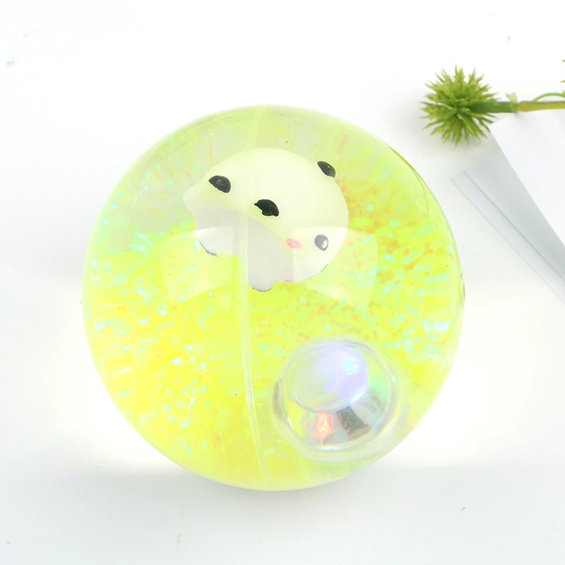 Se encienden intermitente Multi Color rebotar la pelota con animales Squishy