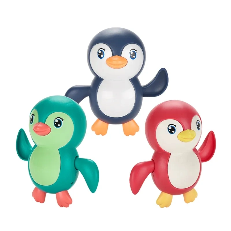 Jouets de bain intéressants pour bébé, jouets de salle de bain colorés et mignons en forme de pingouins, cadeau en plastique pour enfants, jouets de chaîne pour jouer dans la salle de bain.