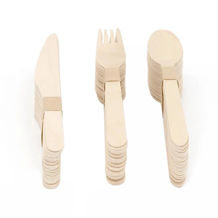 Wooden Cutlery Set for Kitchen Disposable Utensils Birch Wood Disposable Wooden Cutlery Set with Box