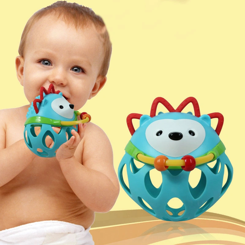 Cute Animal Shape Plastic Soft TPR Activity Hand Held Toy Baby Rattle Ball for Sensory Training