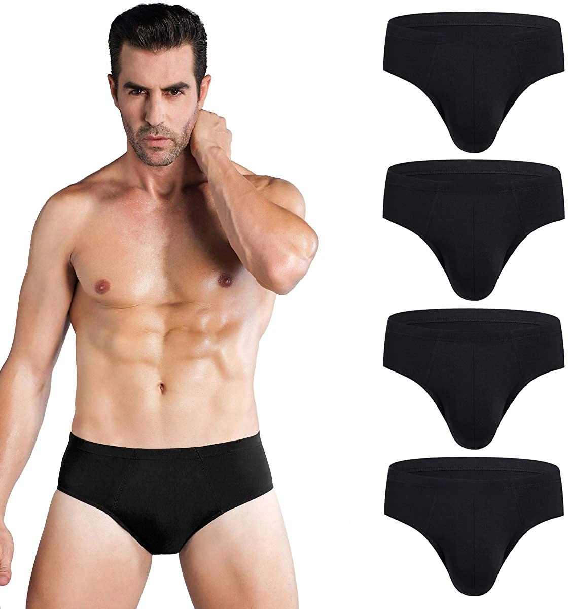 Herren Unterwäsche Modal Microfaser Slip No Fly Bedeckt Bund Silky Unterhose Berühren