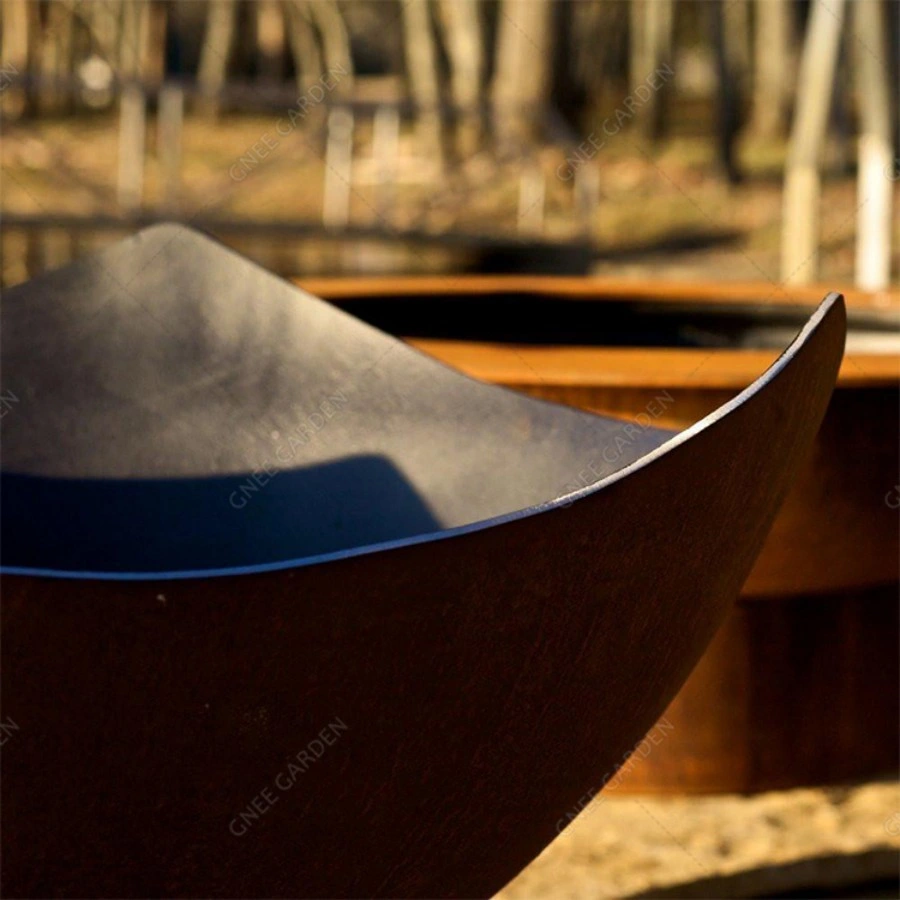 Ronda el jardín de madera de chimenea de acero Corten fogata al aire libre