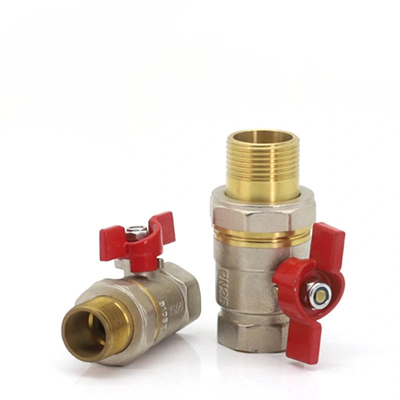 Fusan Red Short Handle Brass Ball Valve with Sleeve