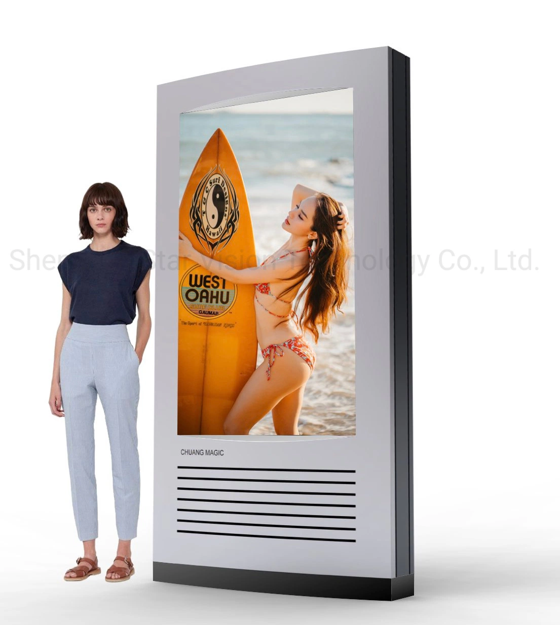 75 Inch Outdoor Standing High Brightness Double Side Advertisement Player for Municipal