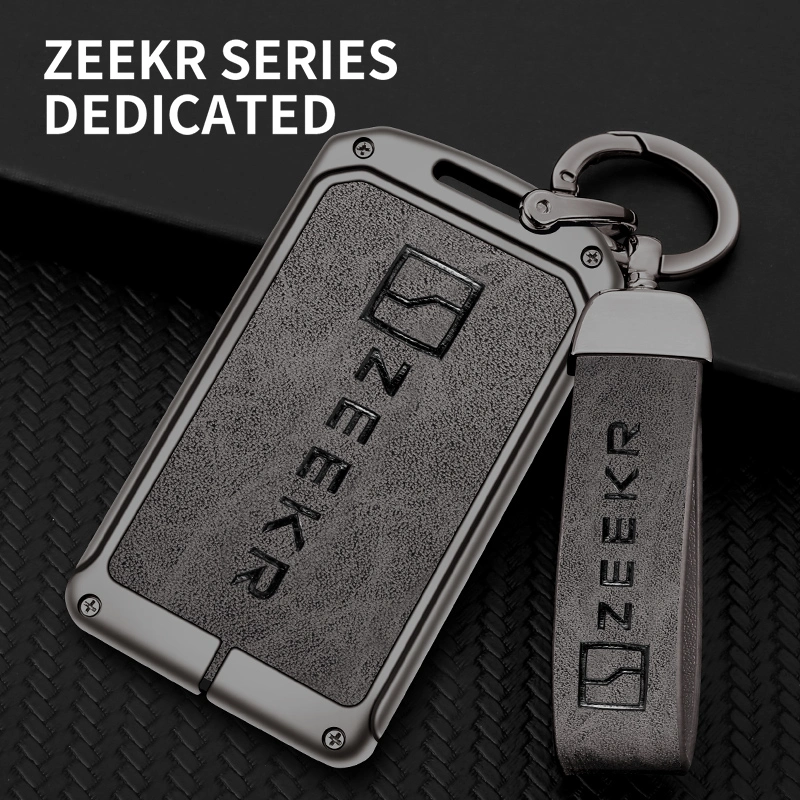 Metal Zinc Alloy Leather TPU Keychain Cowhide Car Key Case for Zeekr