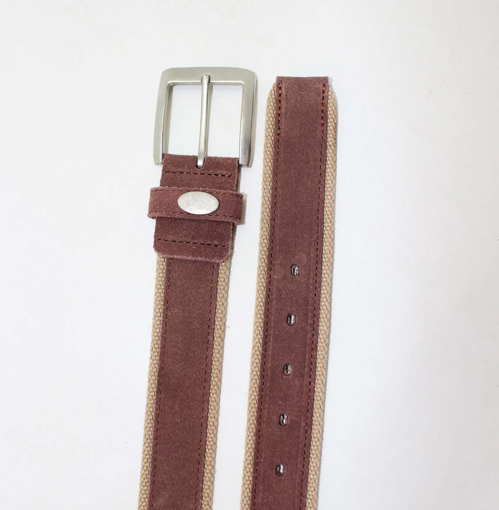 Factory Direct Custom Colored Fashion Men's Suede Leather Belt with Metal Pin Buckle