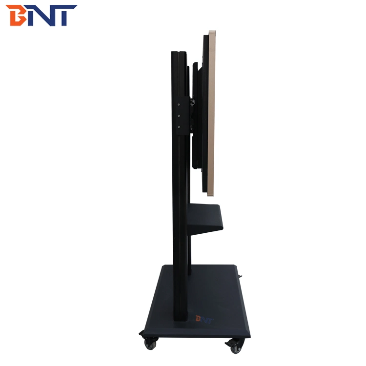 Mobile TV Floor Stand Cart with Shelf for Most of 58"-86" Tvs Glass TV Floor Stand with Swivel and Height Adjustment