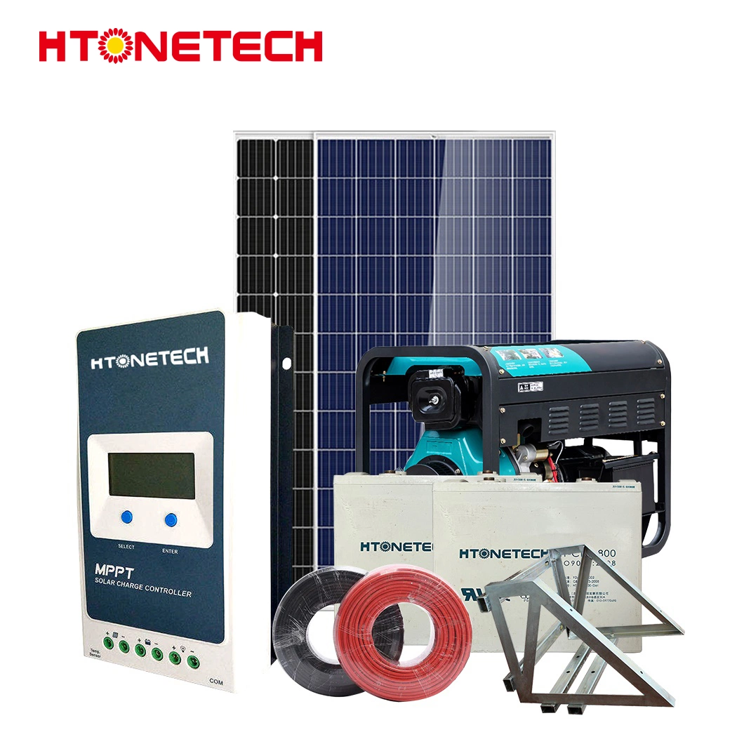 Htonetech Built in Battery Solar System off Grid Suppliers China 5kw 273kw 300watt Solar Panels Monocrystalline 1mva Diesel Generator 5kw Hybrid Solar Power