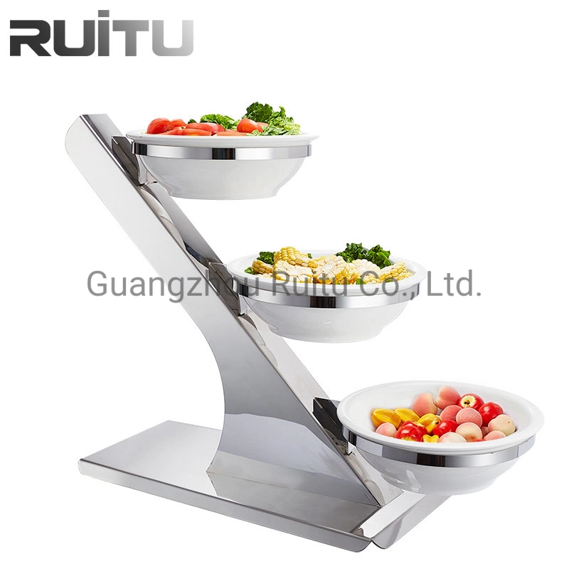 Banquet Home Catering Buffet Food Salt Holder Mixer Serving Containers Server Bowls Set with Stands Luxury 3 Tier Ceramic Fruit Salad Bowls Display Stand