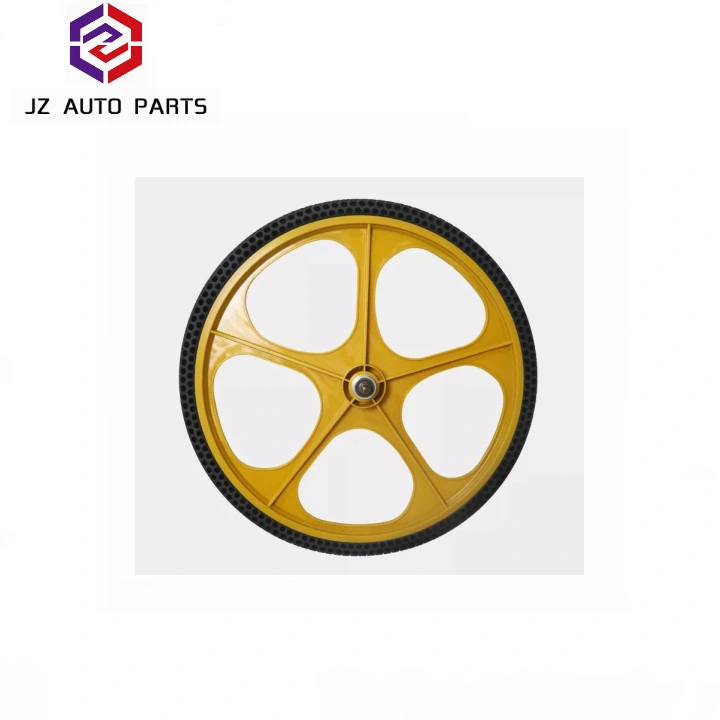 High Quality Wholesale Plastic Bicycle Wheel + Solid Tire Customized 5 Spoke 12-16 Inches Bicycle Rims for Kids' Bikes Variety of Color for Customized