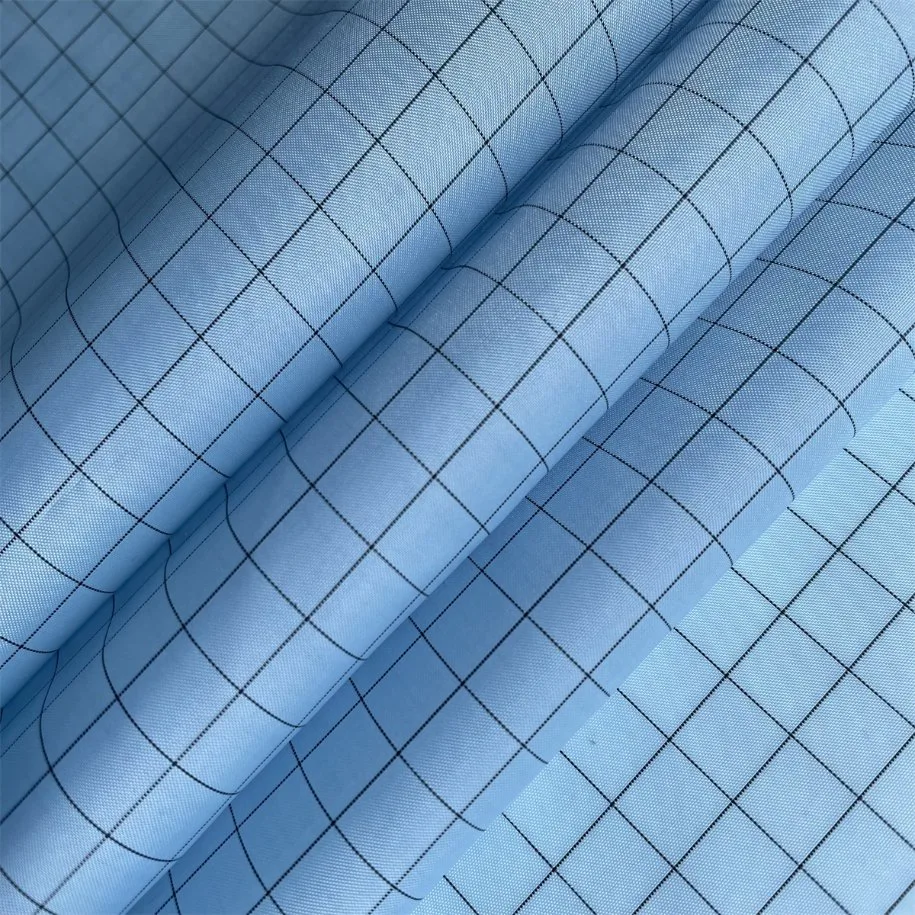 25%off Anti-Static 210t Polyester Taffeta Conductive Fabric with 1cm Check for Medical Clothing