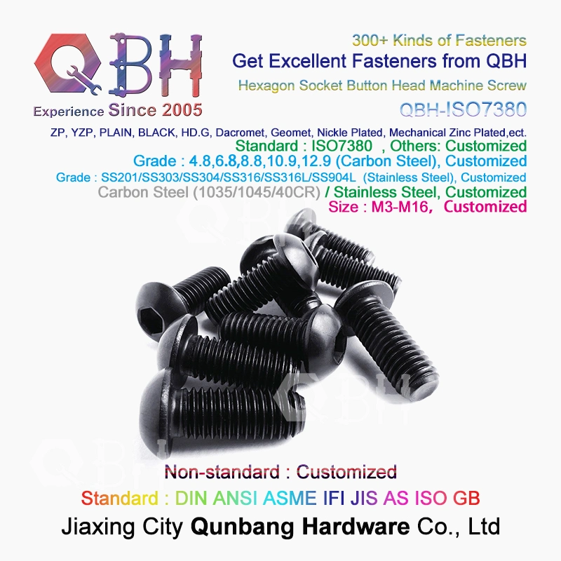 Qbh Metric ISO 7380 Button Head Hexagon Socket Cap Screw 8.8 10.9 Steel