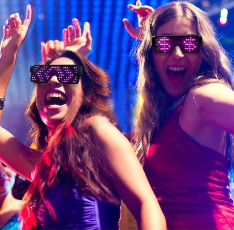 La innovación 2019 Discoteca partido dirigió gafas con LED de carga USB de la luz de gafas