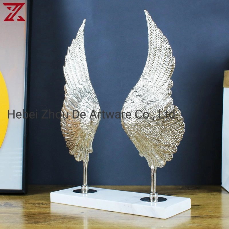 Custom Art Iron Metal Electroplating Process Wing Decoration for Living Room Desktop Crafts Ornaments