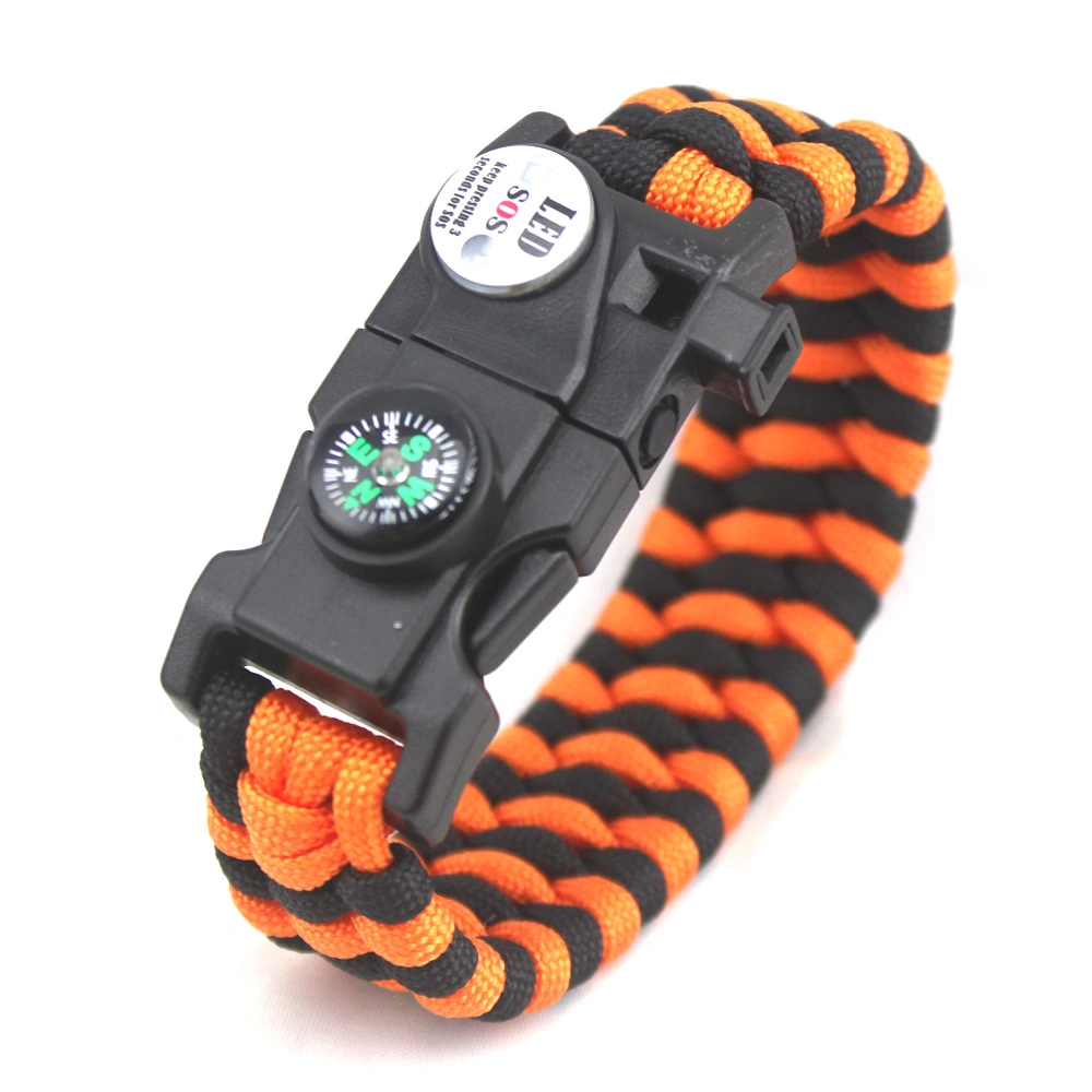 Original Factory of Outdoor Sport Camping Survival Wristband with LED Light Whistle Firestarter