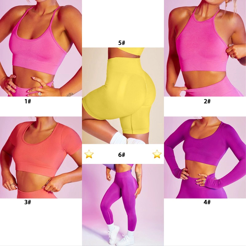 New Fashion Seamless Butt Lift Workout Apparel for Women, 2 Piece Cute Shorts Set Sexy Exercise Yoga Sports Bra High Waist Biker Shorts Summer Running Outfits