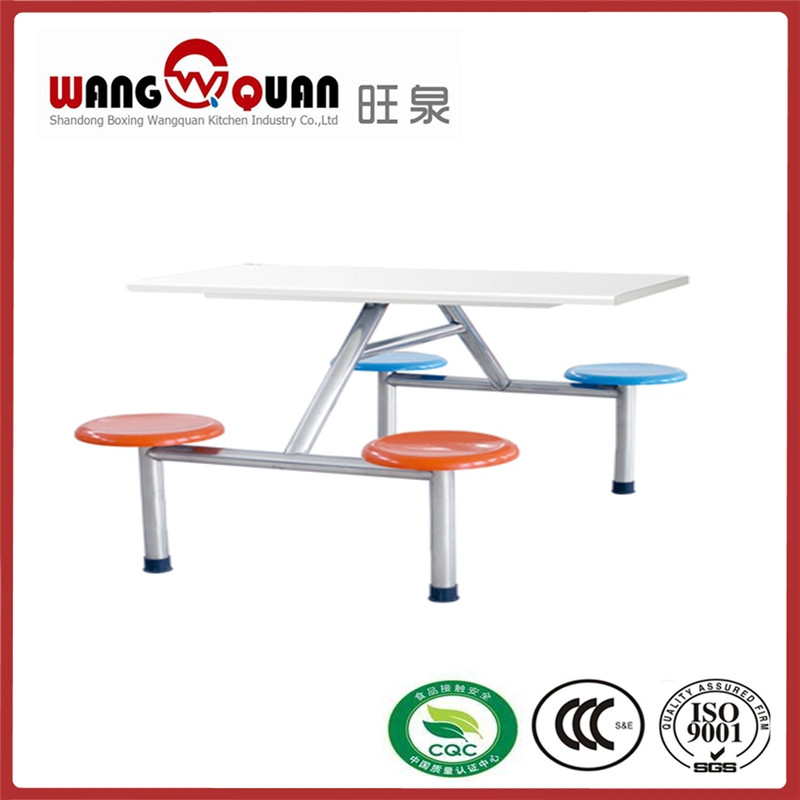 Fiberglass Canteen Desk and Chairs School Steel Canteen Table Sets