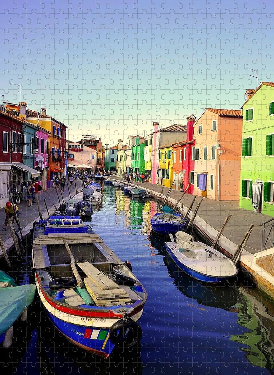 Wholesale Wooden 4000 Piece Jigsaw Puzzle of The Burano Canal, Size/Pattern/Number of Pieces Customisable, Adult Gift Children's Toy.