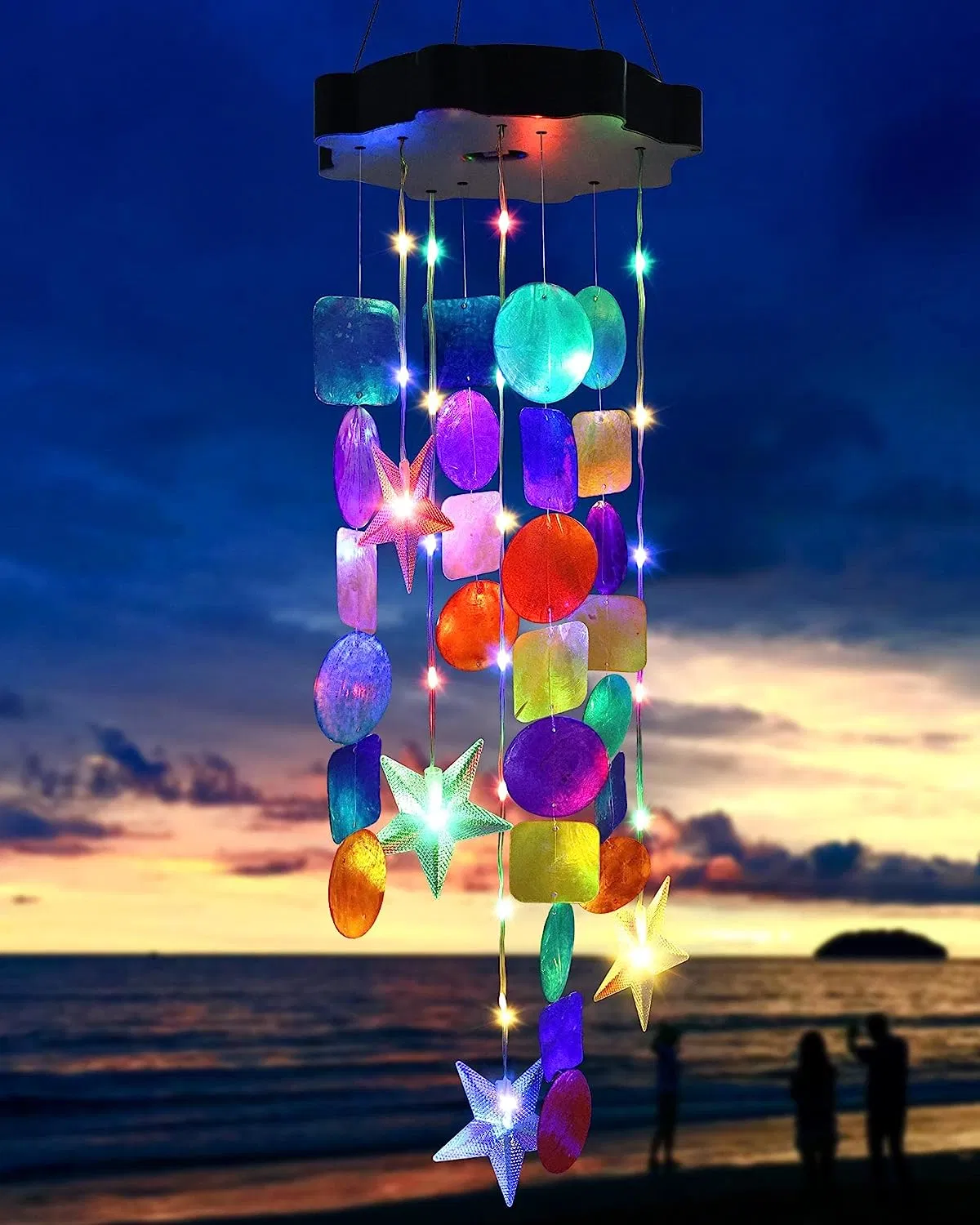 Colorful Shells Lights Gifts for Mom Grandma Women Wife Girls, Solar Wind Chimes Outside Decorative Mobile Lights for Holiday Garden Porch Yard Window