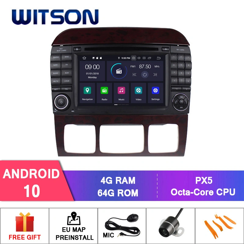 Leitor de DVD para automóvel Witson Android 10 para Mercedes-Benz S-W220/S280/S320/S350/S400/S430/S500 (1998-2005) Multimédia GPS do rádio do veículo