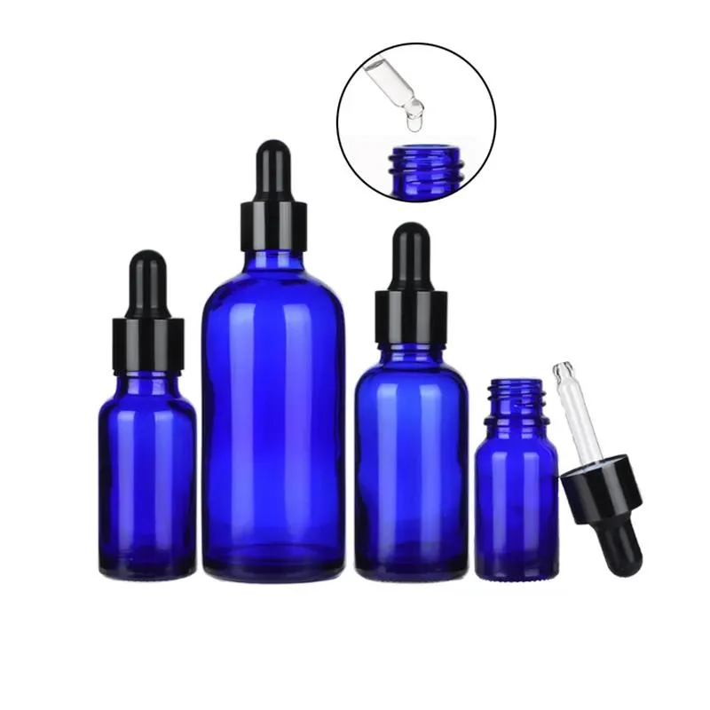 30ml Luxury Empty Blue Glass Essential Oil Dropper Bottle for Cosmetic Package