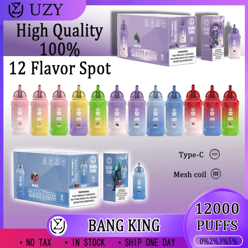 Оптовая цена Uzy Bang King 12K E-Cigarette Disposable Bang 12K Батареи 650 мА/ч емкость Атомизатор батареи измерители устройство Uzy Bang Король