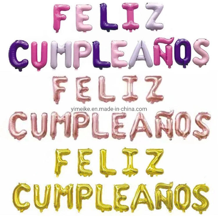 Spanish Happy Birthday Aluminum Foil Balloon Set Feliz Cumpleanos Letter Balloon